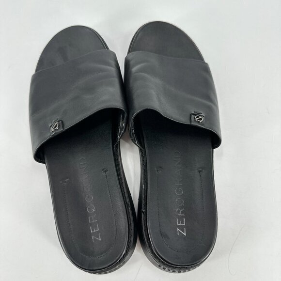Cole Haan Womens Black Leather Zerogrand Global Slide Cushioned Beach 8 Sandals - Picture 3 of 7
